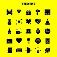 Valentinstag solides Glyphen-Icon-Pack für Designer und Entwickler Ikonen der Geschenkherzliebe romantischer Valentinskugelherz-Liebesvektor vektor
