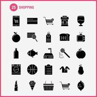 Einkaufen solides Glyphen-Symbol für Webdruck und mobiles Uxui-Kit wie Einkaufswagenwagen kaufen, Einkaufswagen hinzufügen, Einkaufswagen kaufen, Piktogrammpaketvektor entfernen vektor