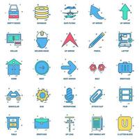 25 Business Concept Mix Flat Color Icon Set vektor