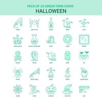 25 grüne Halloween-Icon-Set vektor
