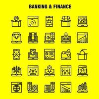 Banklinien-Icon-Pack für Designer und Entwickler Symbole des Bank-Banking-Internets Internet-Banking-Laptop-Sicherheitsschloss-Vektor vektor