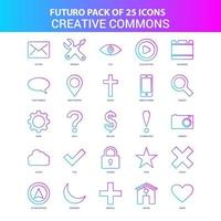 25 blå och rosa futuro kreativ allmänt ikon packa vektor