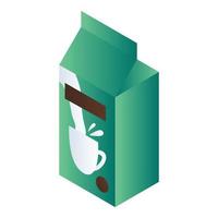 grünes Milchpaket-Symbol, isometrischer Stil vektor