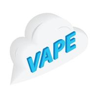 Vape-Wortwolkensymbol, isometrischer 3D-Stil vektor