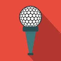 golf boll på en tee platt ikon vektor