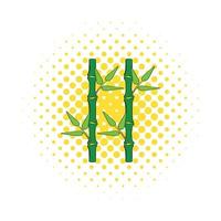 Grünes Bambusstiel-Symbol im Comic-Stil vektor