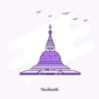 boudhanath landmärke lila prickad linje horisont vektor illustration