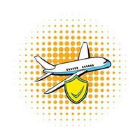 flygplan försäkring ikon, serier stil vektor