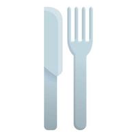 plast kniv gaffel ikon, tecknad serie stil vektor