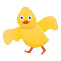 gelbe Ente versuchen, Symbol zu fliegen, Cartoon-Stil vektor