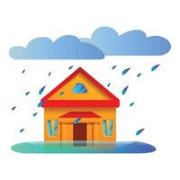 hus översvämning storm ikon, tecknad serie stil vektor