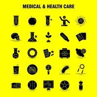 medicinsk och hälsa vård fast glyf ikon för webb skriva ut och mobil uxui utrustning sådan som öra medicinsk forskning sjukhus medicin medicinsk piller läsplatta piktogram packa vektor