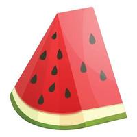 triangel- skiva vattenmelon ikon, tecknad serie stil vektor