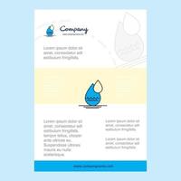 Vorlagenlayout für Wassertropfen Unternehmensprofil Jahresbericht Präsentationen Broschüre Broschüre Vektorhintergrund vektor
