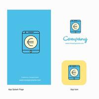 Euro-Firmenlogo-App-Symbol und Splash-Page-Design kreative Business-App-Designelemente vektor