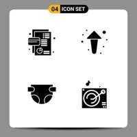 Stock Vector Icon Pack mit 4 Zeilen Zeichen und Symbolen für Business Baby Debit Pfeile Windel editierbare Vektordesign-Elemente