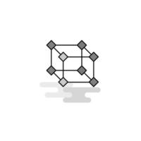 kub webb ikon platt linje fylld grå ikon vektor