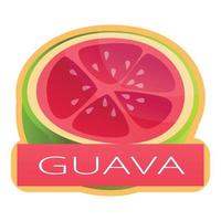 skära färsk guava logotyp, tecknad serie stil vektor