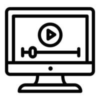 Video auf dem Monitorsymbol, Umrissstil vektor