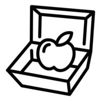 papper matlåda med äpple ikon, översikt stil vektor