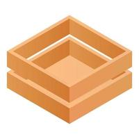 trä låda ikon, isometrisk stil vektor