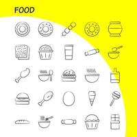 handgezeichnete lebensmittelsymbole für infografiken mobiles uxui-kit und druckdesign umfassen bbq fleisch essen mahlzeit ofen kochen essen mahlzeit sammlung modernes infografik-logo und piktogrammvektor vektor
