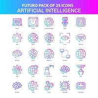 25 blaue und rosafarbene Futuro-Icon-Packs für künstliche Intelligenz vektor