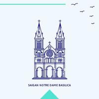 saigan notre dame basilika skyline vektorillustration vektor