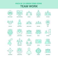 25 grön team arbete ikon uppsättning vektor