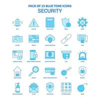 Sicherheits-Blauton-Icon-Pack 25 Icon-Sets vektor