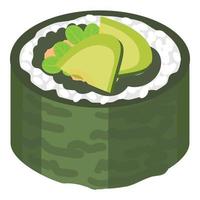 grüner sushi-ikonen-karikaturvektor. Roll Essen vektor