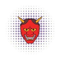 hannya mask ikon, serier stil vektor