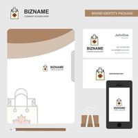 Einkaufstasche Business Logo File Cover Visitenkarte und mobile App Design Vector Illustration