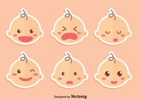 Söt Baby Face med olika expressionsvektorer vektor