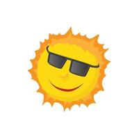 Sonnengesicht mit Sonnenbrillen-Symbol, Cartoon-Stil vektor
