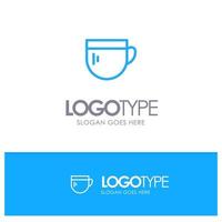kopp te kaffe grundläggande blå översikt logotyp med plats för Tagline vektor