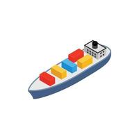 Frachtschiff-Symbol, isometrischer 3D-Stil vektor