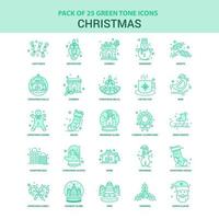 25 grüne Weihnachtssymbole gesetzt vektor