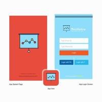 Startbildschirm für Unternehmensdiagramme und Design der Anmeldeseite mit Logo-Vorlage für mobile Online-Geschäftsvorlagen vektor