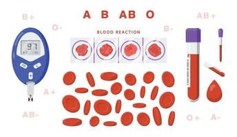verschiedene Arten von Blutgruppen und Blutproben vektor
