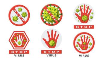 olika former av virus sluta varning symboler vektor