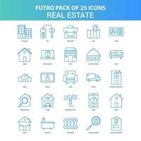 25 grüne und blaue Futuro-Immobilien-Icon-Pack vektor