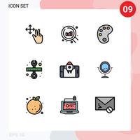 Satz von 9 kommerziellen Filledline-Flachfarben-Packs für bearbeitbare Vektordesign-Elemente für Spiegelraketenfarbe im mobilen Maßstab vektor