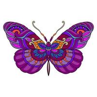 bunte Schmetterlings-Mandala-Kunst isoliert auf weißem Hintergrund. vektor