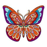bunte Schmetterlings-Mandala-Kunst isoliert auf weißem Hintergrund vektor