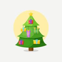 tall träd med galge jul gåva låda tecknad serie illustration vektor