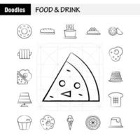 essen und trinken handgezeichnetes symbol für webdruck und mobiles uxui-kit wie kiwi essen essen bäckerei brot essen kuchen medien piktogramm paket vektor