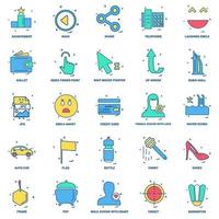 25 Business Concept Mix Flat Color Icon Set vektor