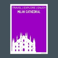 milan katedral Italien monument landmärke broschyr platt stil och typografi vektor