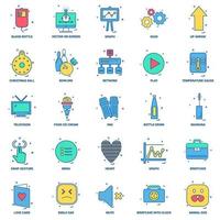 25 Business Concept Mix Flat Color Icon Set vektor